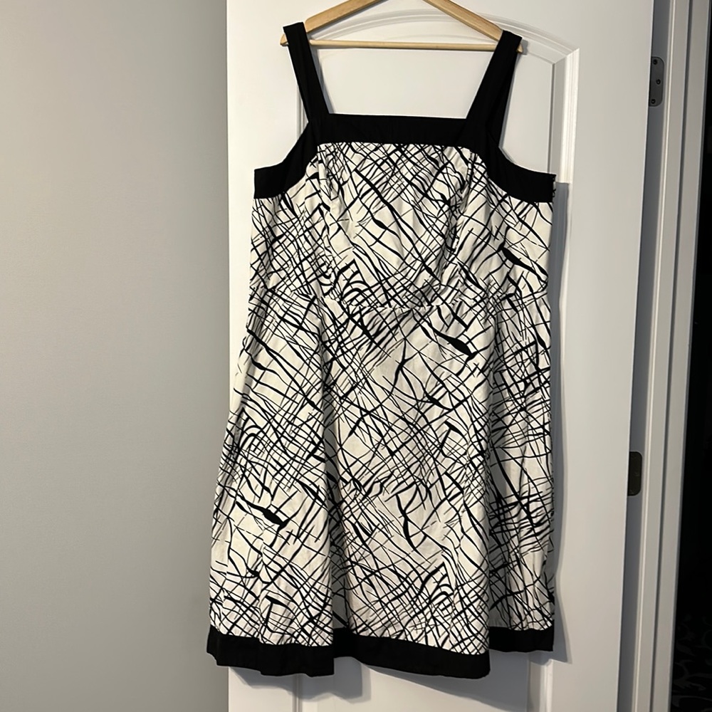 Black and white fit and flare dress